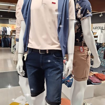 mannequin homme, polo, short en jean